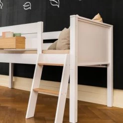 Wookids Lits Enfant Lit Mi Hauteur Hêtre Massif Laqué Blanc -Lits enfant Soldes lit mi hauteur hetre massif laque blanc 2