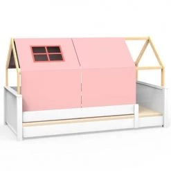 Wookids Lits Enfant Lit Montessori Cabane Avec Textiles Viena Rose