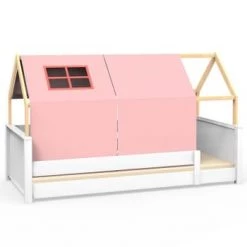 Wookids Lits Enfant Lit Montessori Cabane Avec Textiles Viena Gris -Lits enfant Soldes lit montessori cabane avec textiles viena rose 4