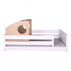 Wookids Lits Enfant Lit Montessori-cabine Coulissante Chêne Hêtre Massif Laqué Blanc