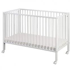 Tissi Lits Enfant Lit Pour Enfant à Barreaux Pliable 60x120 Cm, Blanc
