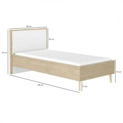 Meubletmoi Lits Enfant Lit Simple 90x190 Beige Et Blanc Enfant Ado -Lits enfant Soldes lit simple 90x190 beige et blanc enfant ado 2