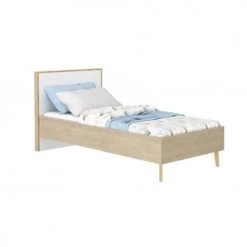 Meubletmoi Lits Enfant Lit Simple 90x190 Beige Et Blanc Enfant Ado -Lits enfant Soldes lit simple 90x190 beige et blanc enfant ado 4