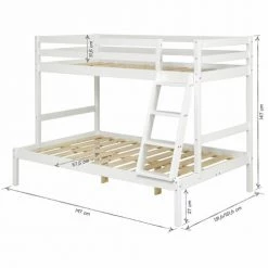 ID Kids Lits Enfant Lit Superposé 120x190 Cm Bois Massif Blanc -Lits enfant Soldes lit superpose 120x190 cm bois massif blanc 5