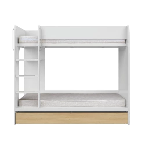 Brw Lits Enfant Lit Superposé 80x180 Sommier Et Tiroir Inclus Blanc 3 Brw Lits Enfant Lit Superposé 80x180 Sommier Et Tiroir Inclus Blanc – Image 3