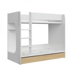 Brw Lits Enfant Lit Superposé 80x180 Sommier Et Tiroir Inclus Blanc