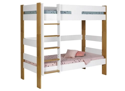 Nateo Concept Lits Enfant Lit Superposé 90x190 Blanc Et Hêtre 2 Nateo Concept Lits Enfant Lit Superposé 90x190 Blanc Et Hêtre – Image 2
