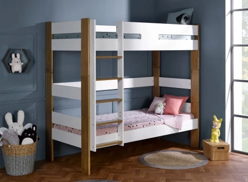 Nateo Concept Lits Enfant Lit Superposé 90x190 Blanc Et Hêtre 3 Nateo Concept Lits Enfant Lit Superposé 90x190 Blanc Et Hêtre – Image 3