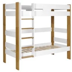 Nateo Concept Lits Enfant Lit Superposé 90x190 Blanc Et Hêtre