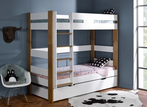 Nateo Concept Lits Enfant Lit Superposé 90x190 Blanc Et Hêtre 4 Nateo Concept Lits Enfant Lit Superposé 90x190 Blanc Et Hêtre – Image 4