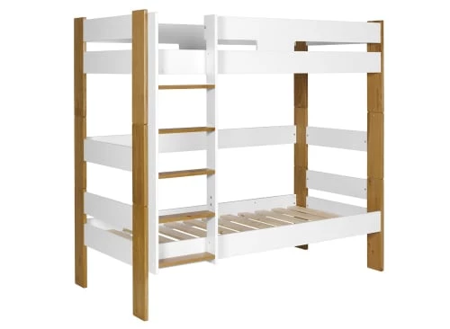 Nateo Concept Lits Enfant Lit Superposé 90x190 Blanc Et Hêtre 1 Nateo Concept Lits Enfant Lit Superposé 90x190 Blanc Et Hêtre