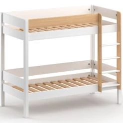 Nateo Concept Lits Enfant Lit Superposé 90x190 En Pin Massif Blanc Et Bois