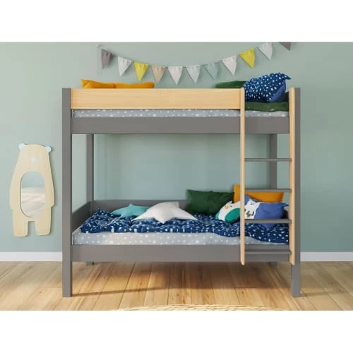 Nateo Concept Lits Enfant Lit Superposé 90x190 En Pin Massif Gris Et Bois 4 Nateo Concept Lits Enfant Lit Superposé 90x190 En Pin Massif Gris Et Bois – Image 4