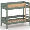 Nateo Concept Lits Enfant Lit Superposé 90x190 En Pin Massif Kaki Et Bois