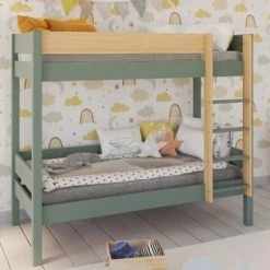 Nateo Concept Lits Enfant Lit Superposé 90x190 En Pin Massif Kaki Et Bois 5 Nateo Concept Lits Enfant Lit Superposé 90x190 En Pin Massif Kaki Et Bois -Lits enfant Soldes lit superpose 90x190 en pin massif kaki et bois 2