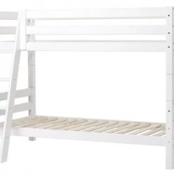 Nordic Factory Lits Enfant Lit Superposé 90x200 Avec Echelle Inclinée Blanc