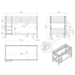 Vipack Lits Enfant Lit Superposé 90x200 Hauteur 140 Cm Sommier Inclus Naturel -Lits enfant Soldes lit superpose 90x200 hauteur 140 cm sommier inclus naturel 2