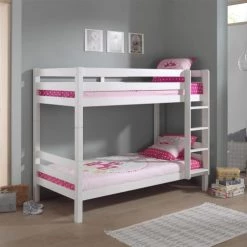 Vipack Lits Enfant Lit Superposé 90x200 Hauteur 160 Cm Sommier Inclus Blanc -Lits enfant Soldes lit superpose 90x200 hauteur 160 cm sommier inclus blanc 2