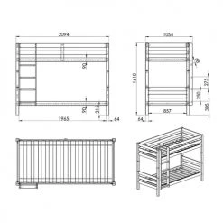 Vipack Lits Enfant Lit Superposé 90x200 Hauteur 160 Cm Sommier Inclus Blanc -Lits enfant Soldes lit superpose 90x200 hauteur 160 cm sommier inclus blanc 3