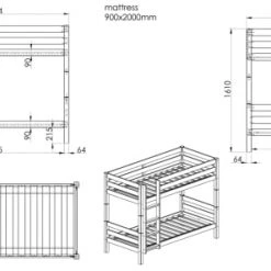 Vipack Lits Enfant Lit Superposé 90x200 Hauteur 160 Cm Sommier Inclus Naturel -Lits enfant Soldes lit superpose 90x200 hauteur 160 cm sommier inclus naturel 4