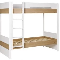 Nateo Concept Lits Enfant Lit Superposé 90x200 PRADO Blanc Et Chêne Clair