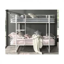 Vipack Lits Enfant Lit Superposé 90x200 Sommier Inclus Blanc -Lits enfant Soldes lit superpose 90x200 sommier inclus blanc 3