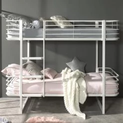 Vipack Lits Enfant Lit Superposé 90x200 Sommier Inclus Noir -Lits enfant Soldes lit superpose 90x200 sommier inclus blanc 5