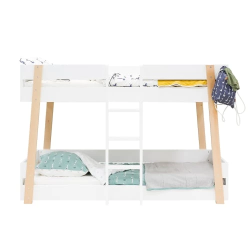 Bopita Lits Enfant Lit Superposé 90x200 Sommier Inclus Blanc Naturel 2 Bopita Lits Enfant Lit Superposé 90x200 Sommier Inclus Blanc Naturel – Image 2
