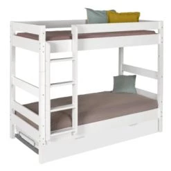 ID Kids Lits Enfant Lit Superposé Avec Sommier Gigogne 90x190 Cm Bois Massif -Lits enfant Soldes lit superpose avec sommier gigogne 90x190 cm bois massif blanc 5