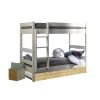 ID Kids Lits Enfant Lit Superposé Avec Sommier Gigogne 90x190 Cm Bois Massif Blanc Et Bois