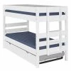 ID Kids Lits Enfant Lit Superposé Bas Avec Sommier Gigogne 90x190 Cm Bois Massif Blanc