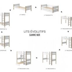 Flexa Lits Enfant Lit Superposé évolutif 90x190 Blanc -Lits enfant Soldes lit superpose evolutif 90x190 blanc 2