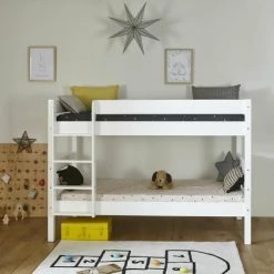ID Kids Lits Enfant Lit Superposé Gigogne 90x190 Cm Bois Massif Blanc -Lits enfant Soldes lit superpose gigogne 90x190 cm bois massif blanc 2