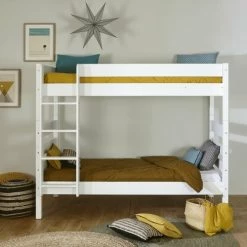 ID Kids Lits Enfant Lit Superposé Haut 90x200 Cm Bois Massif Blanc -Lits enfant Soldes lit superpose haut 90x200 cm bois massif blanc 9