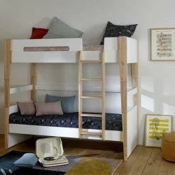 ID Kids Lits Enfant Lit Superposé Modulable 90x190 Cm Bois Massif Blanc Et Bois -Lits enfant Soldes lit superpose modulable 90x190 cm bois massif blanc et bois 2