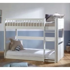 ID Kids Lits Enfant Lit Superposé Montessori Modulable 90x190 Cm Bois Massif Blanc -Lits enfant Soldes lit superpose montessori modulable 90x190 cm bois massif blanc 2
