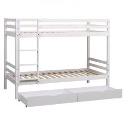 Happy Garden Lits Enfant Lit Superposé Pour Enfant Avec Tiroirs 190x90cm Blanc -Lits enfant Soldes lit superpose pour enfant avec tiroirs 190x90cm blanc 2