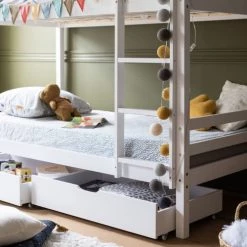 Happy Garden Lits Enfant Lit Superposé Pour Enfant Avec Tiroirs 190x90cm Blanc -Lits enfant Soldes lit superpose pour enfant avec tiroirs 190x90cm blanc 5