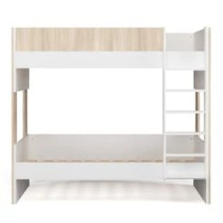 Nateo Concept Lits Enfant Lit Superposé Scandinave 90x190 Blanc Et Bois