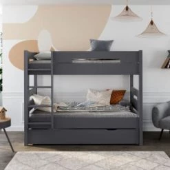 Nateo Concept Lits Enfant Lit Superposé Séparable Bois Massif 90x190 Ardoise -Lits enfant Soldes lit superpose separable bois massif 90x190 ardoise 3