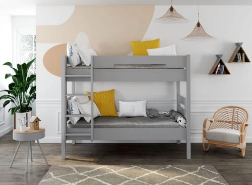 Nateo Concept Lits Enfant Lit Superposé Séparable Bois Massif 90x190 Gris 2 Nateo Concept Lits Enfant Lit Superposé Séparable Bois Massif 90x190 Gris – Image 2