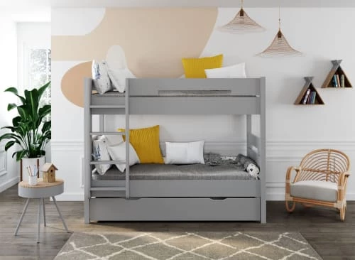 Nateo Concept Lits Enfant Lit Superposé Séparable Bois Massif 90x190 Gris 4 Nateo Concept Lits Enfant Lit Superposé Séparable Bois Massif 90x190 Gris – Image 4