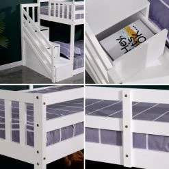 Happy Garden Lits Enfant Lit Superposés Pour Enfant 190x90cm Blanc -Lits enfant Soldes lit superposes pour enfant 190x90cm blanc 3