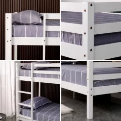 Happy Garden Lits Enfant Lit Superposés Pour Enfant 190x90cm Blanc -Lits enfant Soldes lit superposes pour enfant 190x90cm blanc 9