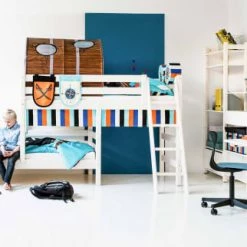 Flexa Lits Enfant Lit Surélevé Avec Lit Simple 90x190 Blanc -Lits enfant Soldes lit sureleve avec lit simple 90x190 blanc 2