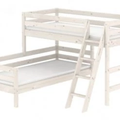 Flexa Lits Enfant Lit Surélevé Avec Lit Simple 90x190 Blanc