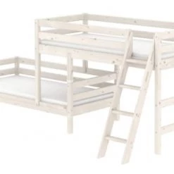 Flexa Lits Enfant Lit Surélevé Avec Lit Simple 90x190 Blanc -Lits enfant Soldes lit sureleve avec lit simple 90x190 blanc 3