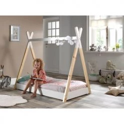 Vipack Lits Enfant Lit Tipi 70x140 Sommier Inclus Blanc -Lits enfant Soldes lit tipi 70x140 sommier inclus blanc 2