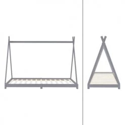 ML-Design Lits Enfant Lit Tipi Pour Enfants Bois Gris 208 X 157 X 98 Cm 10 ML-Design Lits Enfant Lit Tipi Pour Enfants Bois Gris 208 X 157 X 98 Cm -Lits enfant Soldes lit tipi pour enfants bois gris 208 x 157 x 98 cm 4
