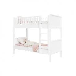 Bopita Lits Enfant Lits Superposés 90x200 Avec échelle Droite Blanc En MDF Et Hêtre